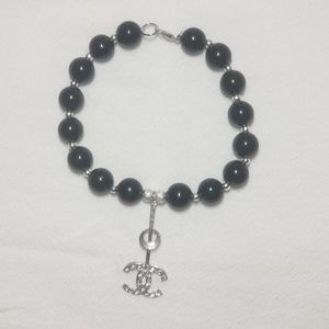 Black and Silver Collar Pearl Dog Cat Necklace.